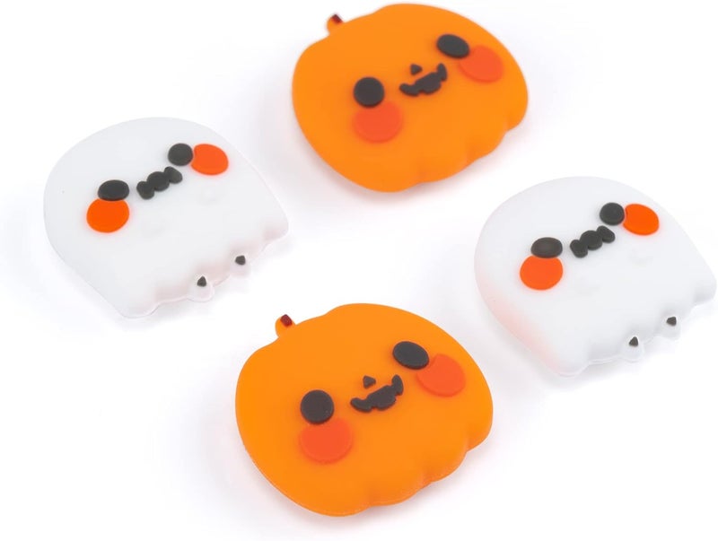 GEEKSHARE Switch Accessories Kawaii Pumpkin Ghost Silicone Thumb Grips & Joystick Covers Compatible with Switch/OLED/Lite (4PCS) - Spooky for Gamers - Image 1